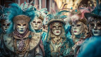 bunt Karneval Kostüme Verkleidung traditionell Italienisch Kultur Geheimnis generiert durch ai foto