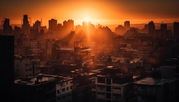 Peking modern Horizont beleuchtet beim Dämmerung generiert durch ai foto