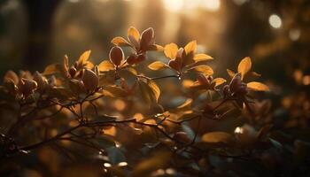 beschwingt Herbst Baum Zweig, Gelb und Orange generiert durch ai foto