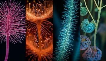 abstrakt unter Wasser Blau Bakterium Levitation im Bewegung generiert durch ai foto