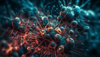 Krebs Zellen abstrakt molekular Struktur Vergrößerung Illustration generiert durch ai foto
