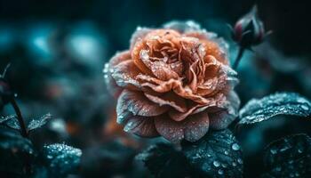 Frische von Tau auf Rosa Blume Blütenblätter generiert durch ai foto