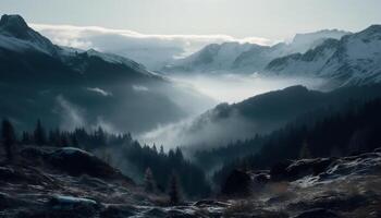 majestätisch Berg Angebot im still Natur Szene generiert durch ai foto