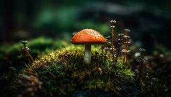 Pilz Wachstum im Wald Schönheit und Achtung generiert durch ai foto
