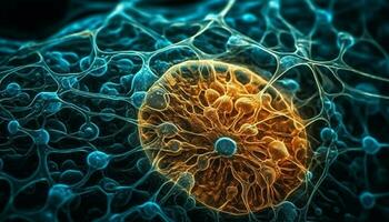 molekular Struktur vergrößert offenbart Krebs Zellen Innerhalb Mensch generiert durch ai foto