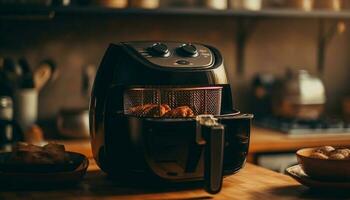 frisch Gourmet Kaffee Vorbereitung Maschinen im Küche generiert durch ai foto