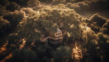 Christentum im das Berge beim Sonnenuntergang, Gott Schaffung generiert durch ai foto