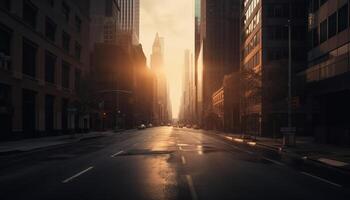 Nacht eilen im modern Stadt, Autos Geschwindigkeit generiert durch ai foto