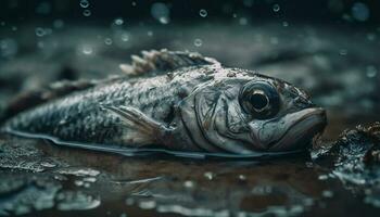 frisch Meeresfrüchte Mahlzeit Makrele und Meer Bass generiert durch ai foto