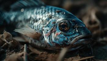 einer Fisch, frisch von das Meer, schleimig generiert durch ai foto