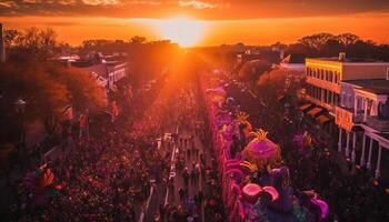 überfüllt Stadt Straße feiern traditionell thailändisch Festival generiert durch ai foto