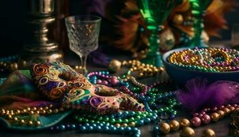 multi farbig Rosenkranz Perlen symbolisieren religiös Spiritualität generiert durch ai foto