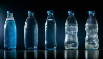 transparent Flasche spiegelt Reinheit von erfrischend Wasser generiert durch ai foto