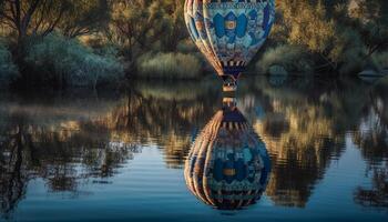 heiß Luft Ballon spiegelt Schönheit im Natur generiert durch ai foto