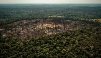 beschädigt Steinbruch oben auf Berg zeigt an Umwelt Fahrlässigkeit generiert durch ai foto