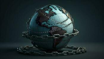global Geschäft Ball und Kette brechen kostenlos generiert durch ai foto