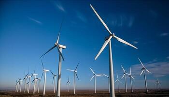 Spinnen Wind Turbine Befugnisse Landschaft mit sauber Energie generiert durch ai foto