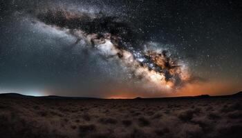 Star Weg leuchtet milchig Weg im majestätisch Landschaft generiert durch ai foto