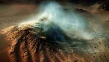 Blau Wasser Wellen fließend auf sandig Strand generiert durch ai foto