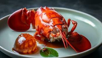 Gourmet Meeresfrüchte Teller mit frisch Klaue Fleisch generiert durch ai foto