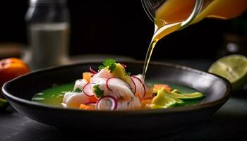 frisch Salat Schüssel mit gesund organisch Zutaten generiert durch ai foto