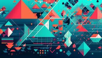 futuristisch Hintergrund im multi farbig dreieckig Formen generiert durch ai foto