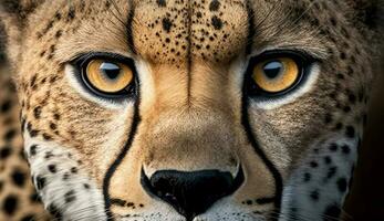 entdeckt Gepard starren mit heftig Fokus draußen generiert durch ai foto