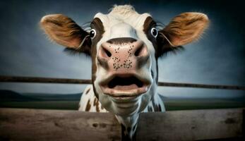 holstein Kuh weidet im Grün Wiese Weide generiert durch ai foto