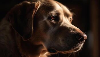 süß reinrassig Hündchen Labrador suchen beim Kamera draußen generiert durch ai foto