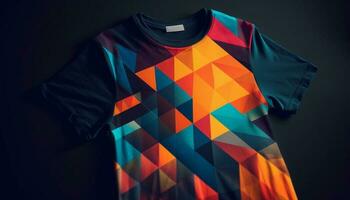 multi farbig abstrakt Muster auf modisch t Hemd generiert durch ai foto