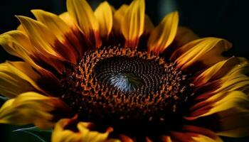 beschwingt Sonnenblume Blütenblatt, schließen oben im Natur generiert durch ai foto