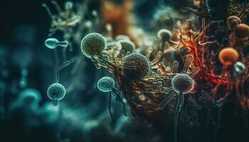 molekular Struktur von Krebs Zelle im Blutkreislauf generiert durch ai foto