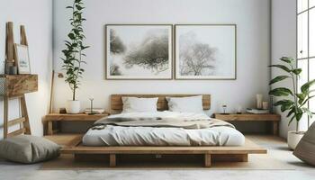 komfortabel modern Schlafzimmer im elegant Zuhause Innere Design generiert durch ai foto