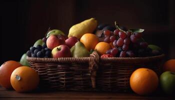 ein gesund Tisch, voll von frisch Obst generiert durch ai foto