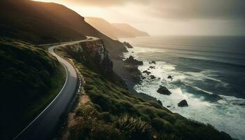 majestätisch Küste Kurven im idyllisch Asturien Landschaft generiert durch ai foto