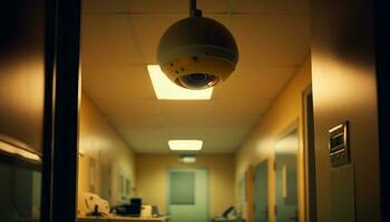Sicherheit Kamera Aufpassen inländisch Zimmer im modern Büro generiert durch ai foto