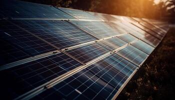 Sonne Energie angespannt zum nachhaltig Leistung Generation generiert durch ai foto