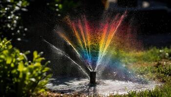 Farben explodiert im Natur, nass und beschwingt generiert durch ai foto