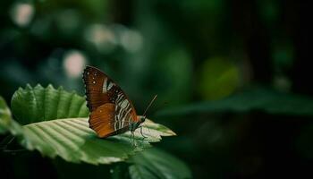 multi farbig Schmetterling ruht auf beschwingt Gelb Blume generiert durch ai foto