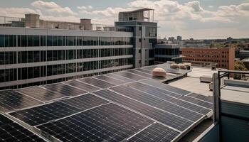 modern Solar- Leistung Bahnhof erzeugt nachhaltig Elektrizität draußen generiert durch ai foto