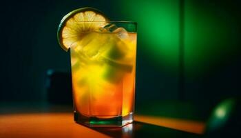 erfrischend Zitrusfrüchte Cocktails auf ein Sommer- Nacht generiert durch ai foto