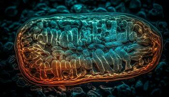 abstrakt Makro Muster von glühend Krebs Zellen generiert durch ai foto