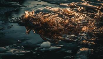 Schönheit im Natur Sonnenuntergang Über wellig Wasser generiert durch ai foto