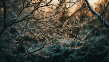 Herbst Blätter auf Zweig, Winter Annäherung schnell generiert durch ai foto