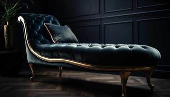 komfortabel Leder Sessel fügt hinzu Eleganz zu modern Leben Zimmer Design generiert durch ai foto
