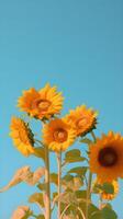 Sonnenblume Träume herrlich Mischung von Gelb und Himmel Blau im ein minimalistisch Stil generativ ai foto