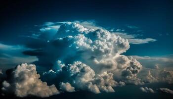 flauschige Kumulus Wolken Punkt beschwingt Blau Himmel generiert durch ai foto