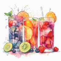 Cocktails mit frisch Früchte, Beeren und Minze. ai generiert foto