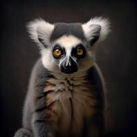 Lemur Nahansicht Studio Porträt auf schwarz. generativ ai foto