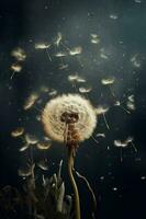 Löwenzahn Samen, stolpern durch das Luft. ai generativ foto
